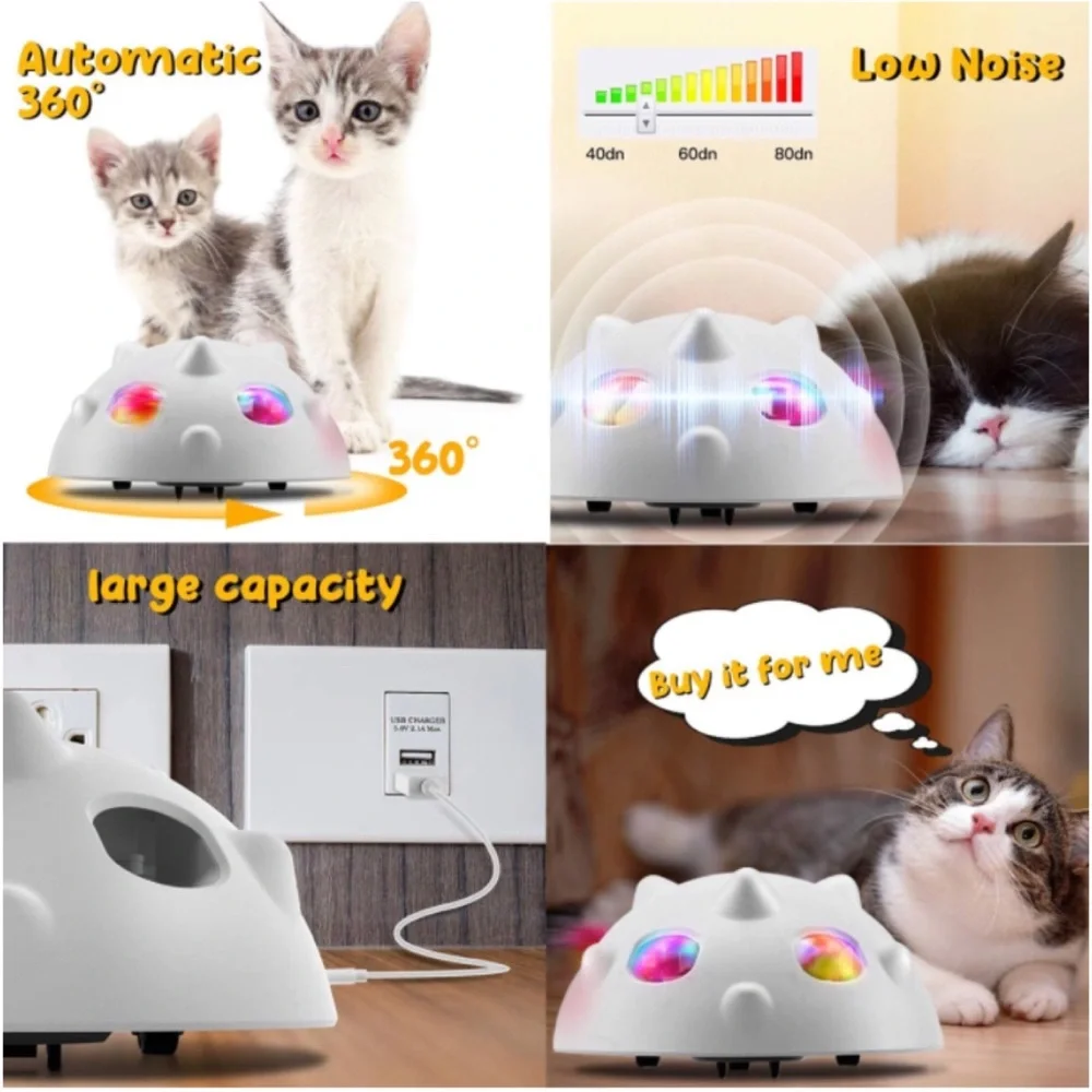 Peek-A-Boo Interactive Robotic Electronic Indoor Self Rolling Cat Feather Toy